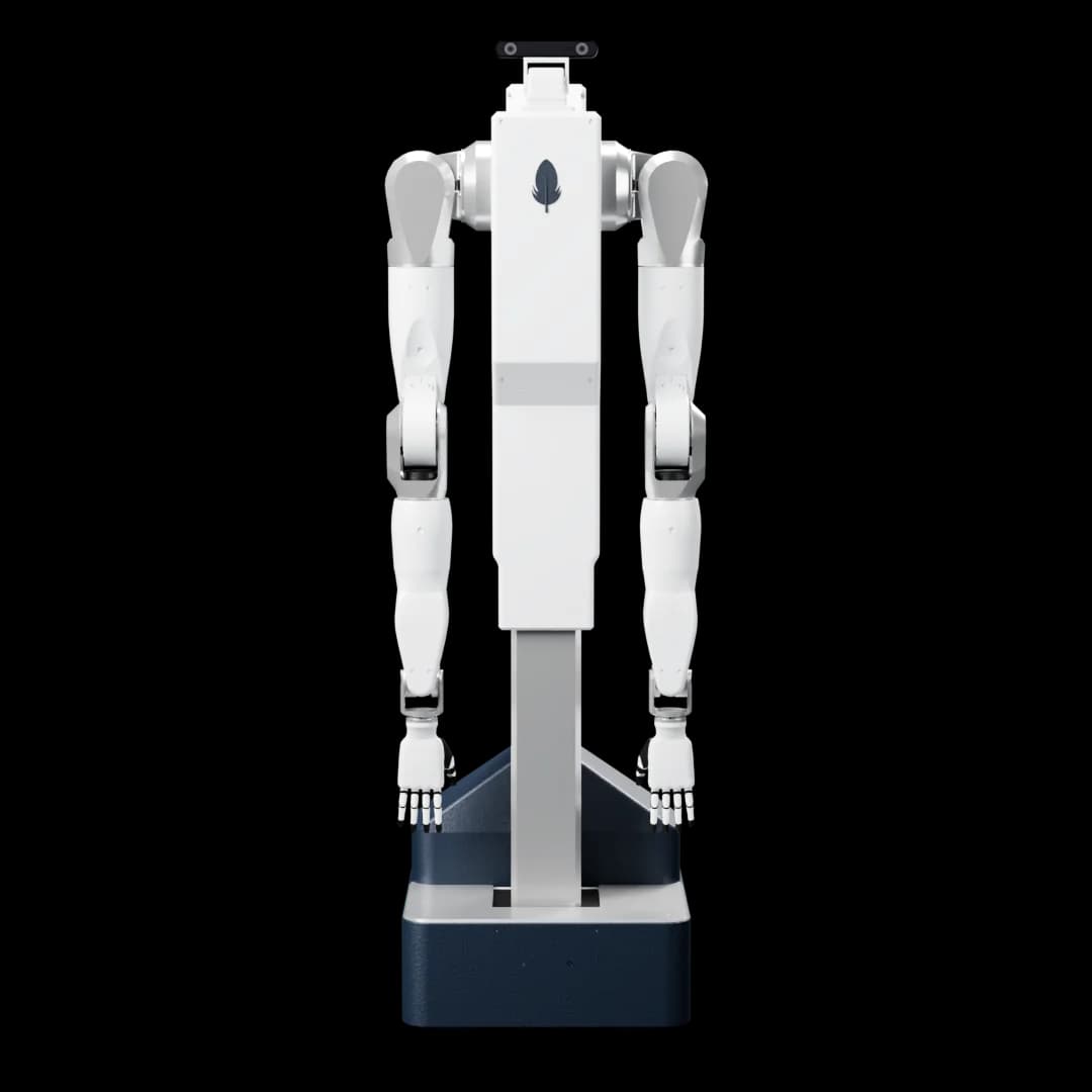 Feather bimanual humanoid robot hero image on feather.dev